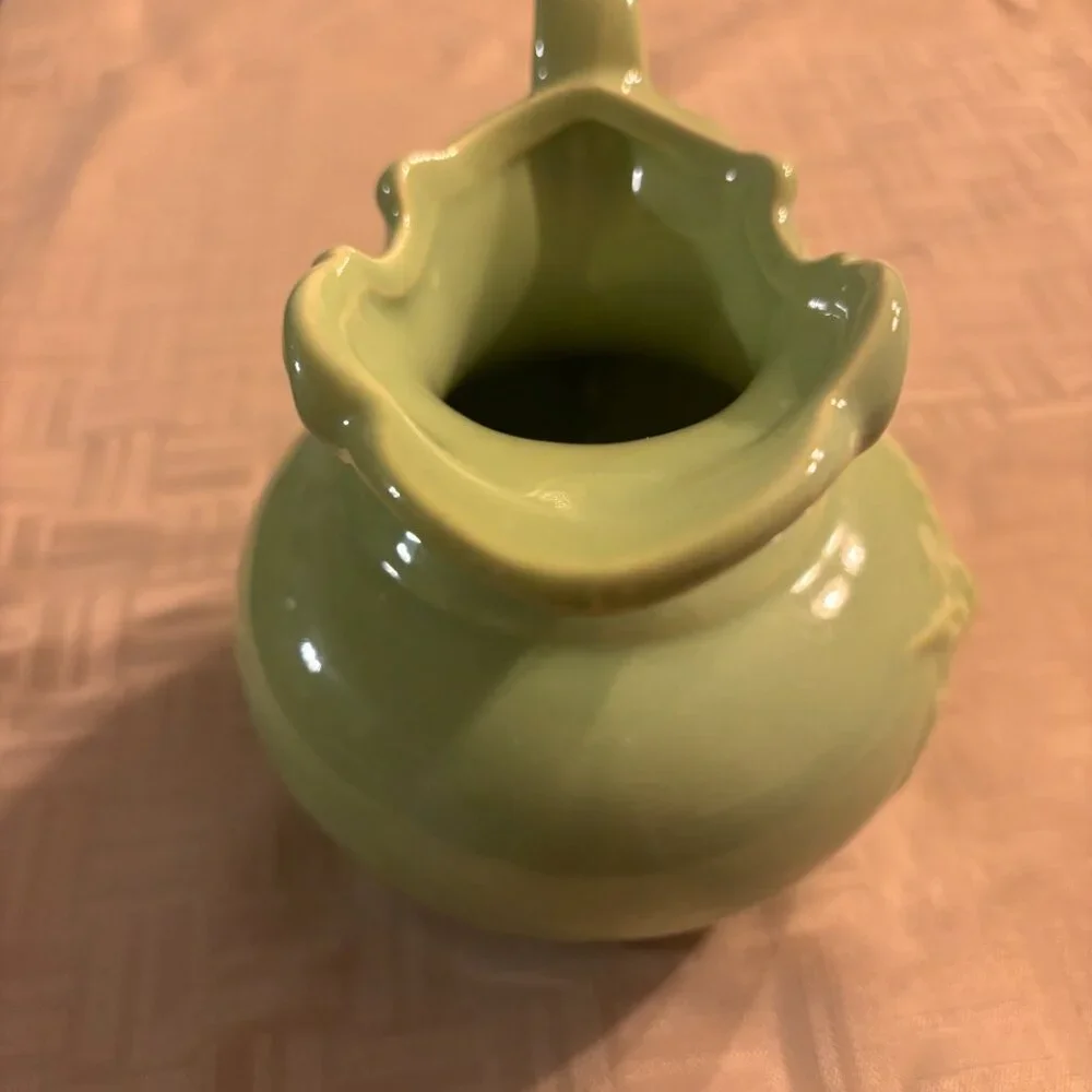 Vintage McCOY Lime Green Small Pitcher ~ Grape Leaf Design USA. 5.5